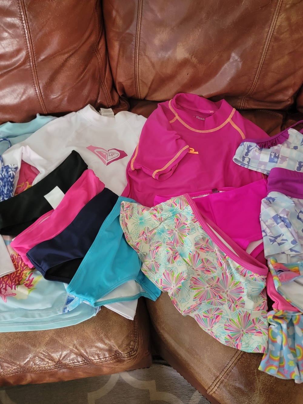 Roxy Girls Pink and Aqua Swim Set